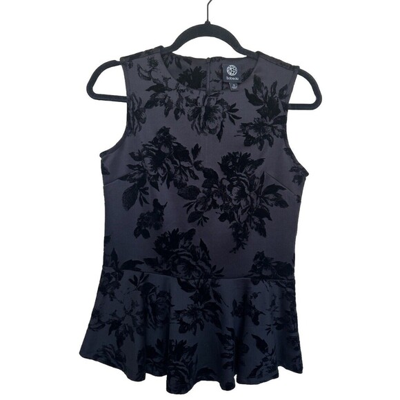 Bobeau Tops - Bobeau Black & Velvet Floral Cold Shoulder Tunic Top Women's Small S